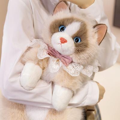 Super Realistic Simulated Puppet Cat Backpack Stuffed Animals Cartoon Plush Cat School Bags Travel Storage Cute