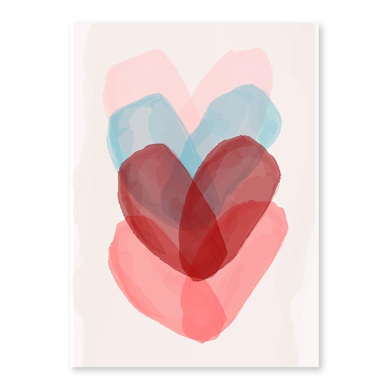Valentine's Day Pink Heart Wall Art Simple Nordic Canvas Painting Boho Holiday Gift Ladies Poster For Living Room Decoration
