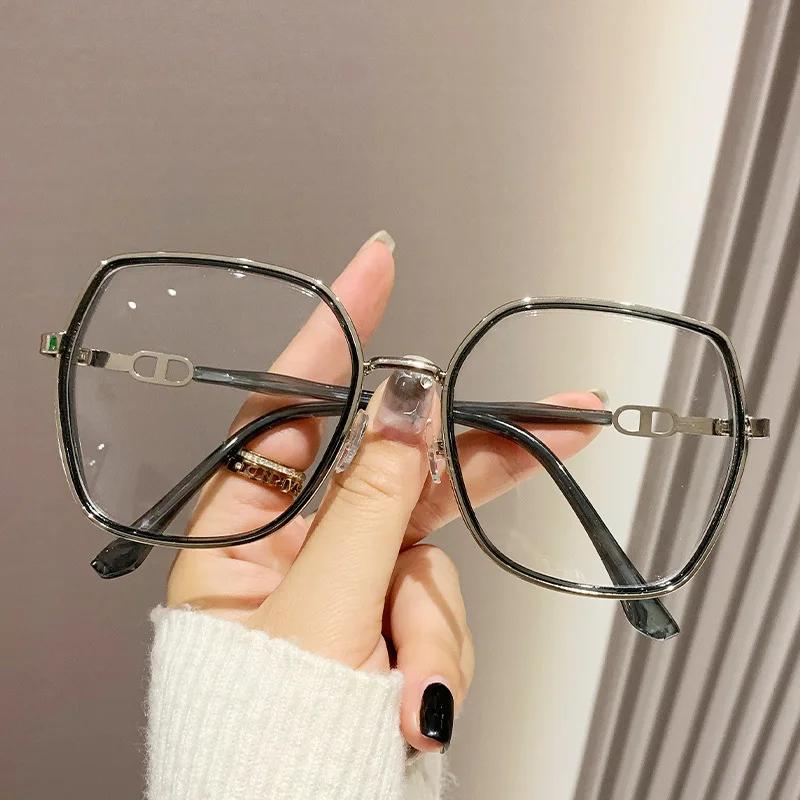 

Men s and Women s Fashionable Anti Blue Light Glasses with Oversized Polygonal Frame and Transparent Lenses, Computer Glasses