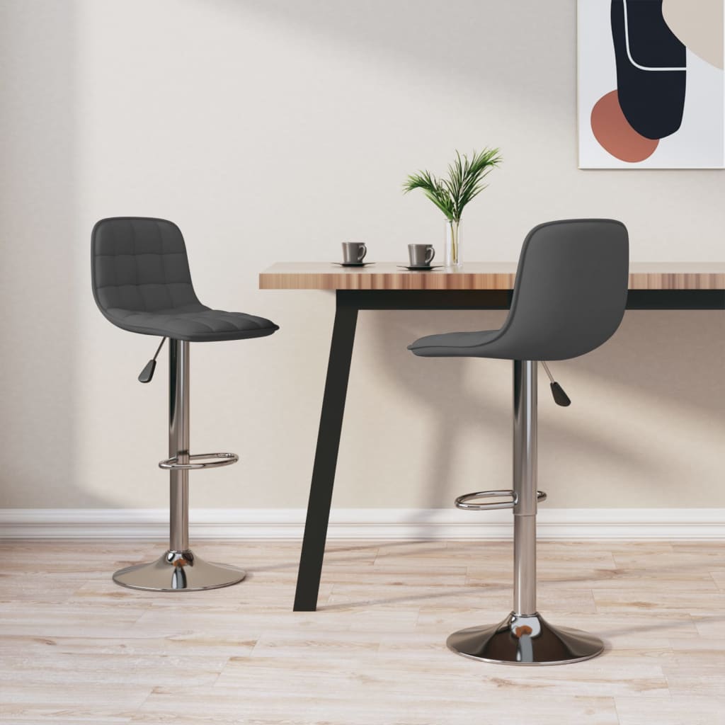 Bar Stool 2 Pcs Dark Grey Fabric
