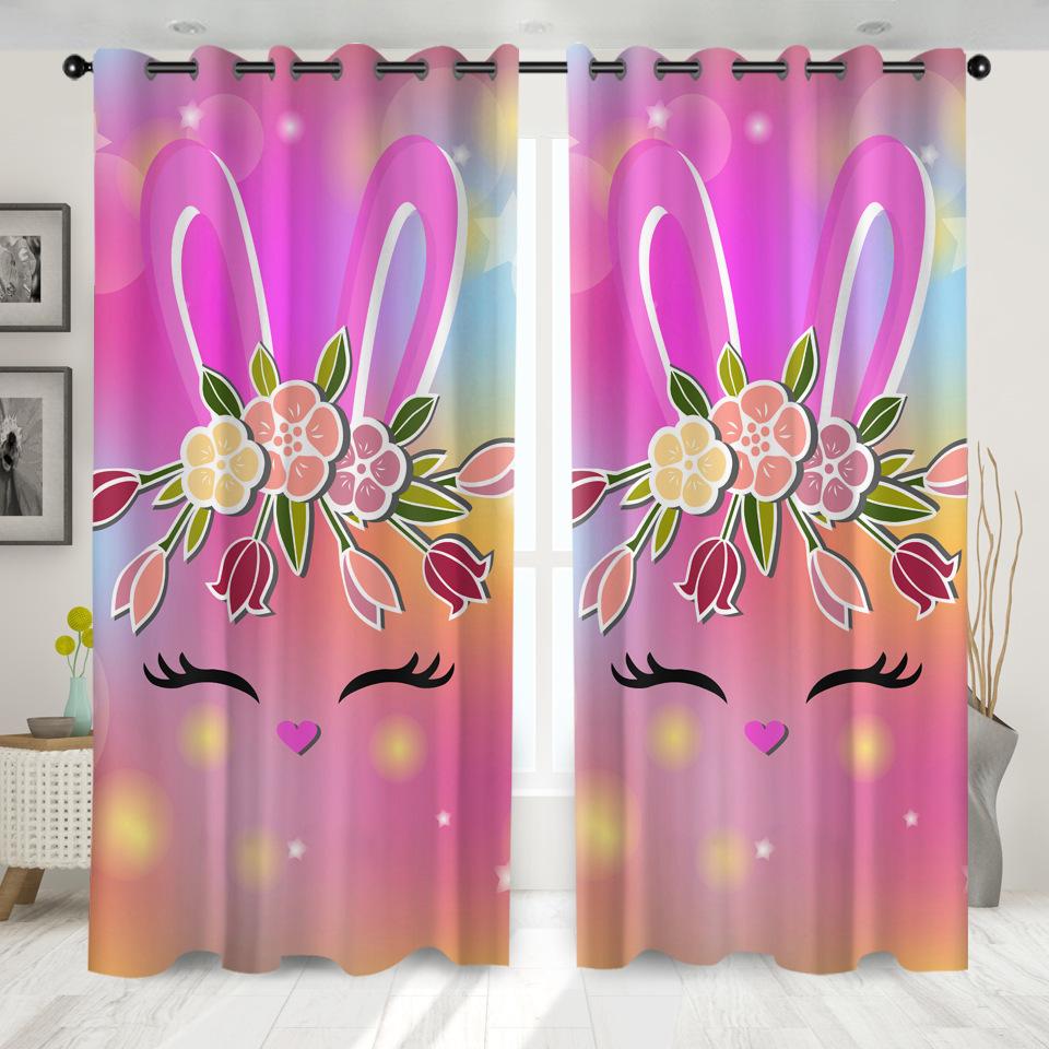 High Density Blackout Curtains Cartoon Curtains Cute Sweet Unicorn Digital Printing Blackout Curtains
