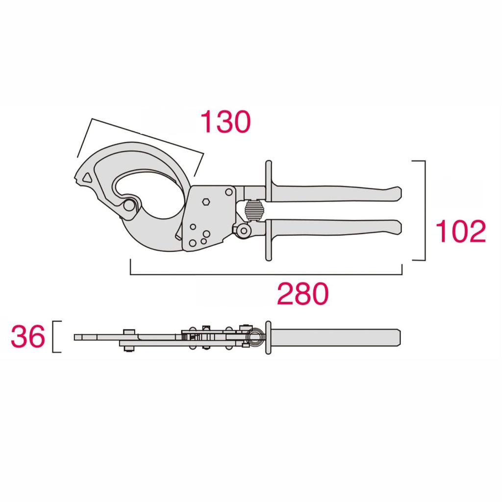 Fujiya Cable Cutter (Ratchet Type) 300mm FRC-45A
