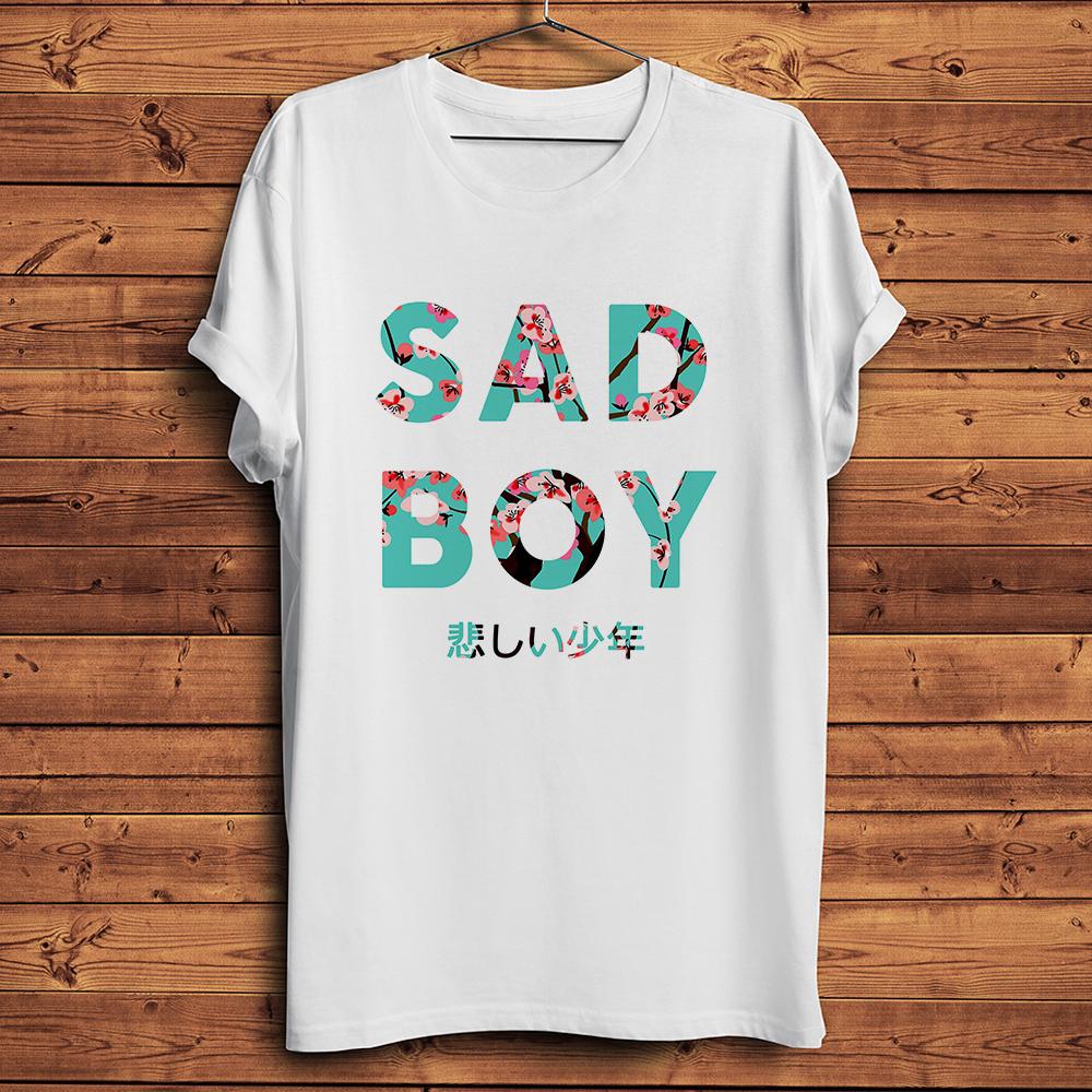 Vaporwave Style Aesthetic Sad Boy Letter Funny T ShirtUnisex Casual Short Sleeve Tshirt Unisex Tee Streetwear Breathable Print