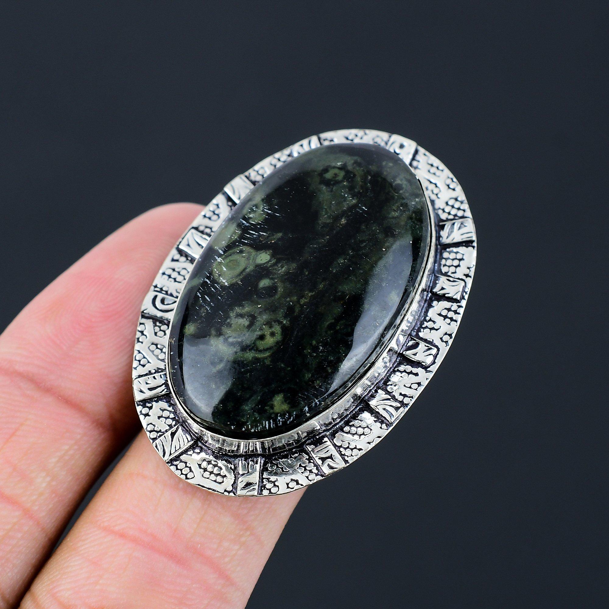 Daughters Day Deal 925 Silver Natural Kambaba Jasper Multi Stone Ring Size 7.5 7.5