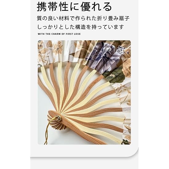 [Dganli] Folding Fan for Women, Luxury, Bamboo, Bamboo Ribs, Japanese Pattern, Lightweight, Japanese