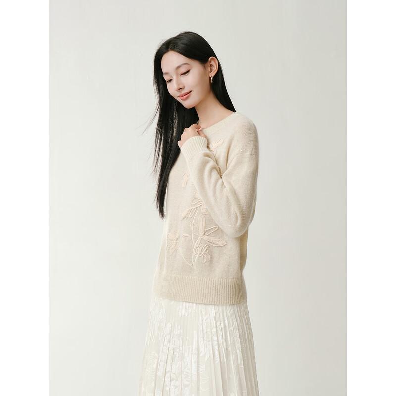 JIUZI·ANNACO Women's Elegant Magnolia Embroidered Knit Sweater