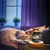 Galaxy Crystal Ball LED Night Lamp, Creative Engraved Night Light Wooden Base, Warm White Decorative Table Lamp for Home, Office, Bedroom