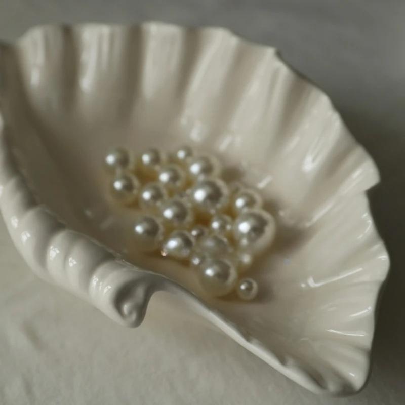 Three-dimensional Shell Plate Cream Retro Ceramic Plate Fruit Snack Plate Dinner Tray Dish Set Jewelry Storage Dish Tableware