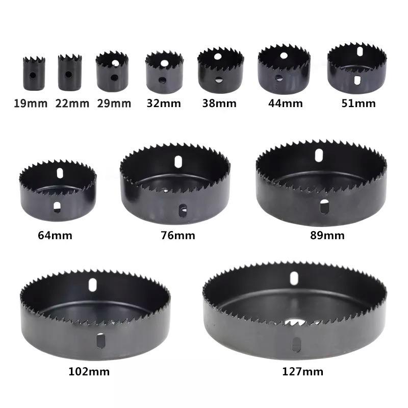 16-teiliges Lochsägen-Set 19-127mm Sägebecher Holzkrone Bohrer für Gipskarton Holz PVC Kunststoff Dichteplatte Metall Holzbearbeitungswerkzeuge