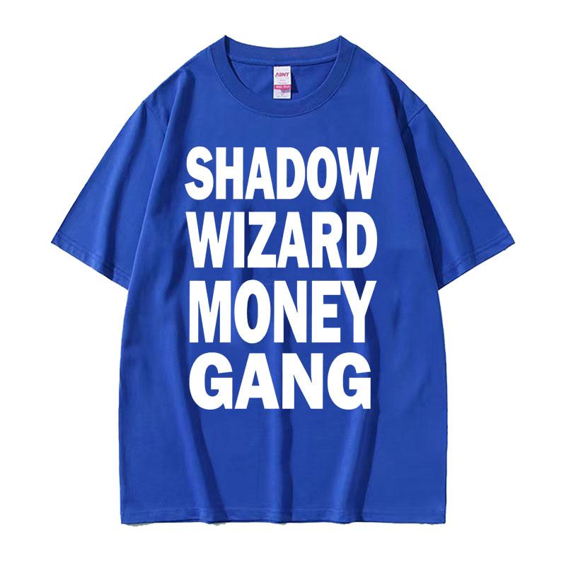 Joeyy Schattenzauberer Geld Gang Buchstaben Druck T-Shirts Lustiges Y2K Meme T-Shirt Herren Damen Harajuku Hip Hop Übergroßes Street T-Shirt