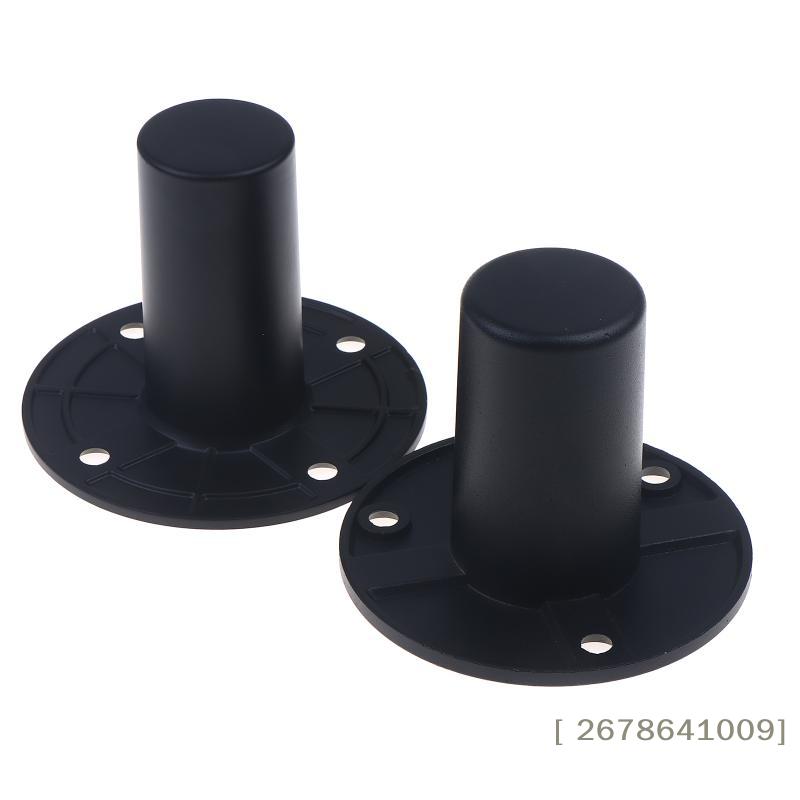Black Metal Speaker Stand Mounts- Flange Base Adapter Feet for Secure Installation of Home Audio, PA Systems & Stage Speakers