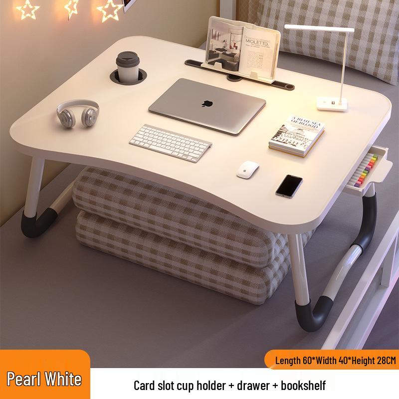 Folding Bedside Desk/Table for Laptop & Study - Bay Window, Bedroom, or Pit Use with Large Brackets