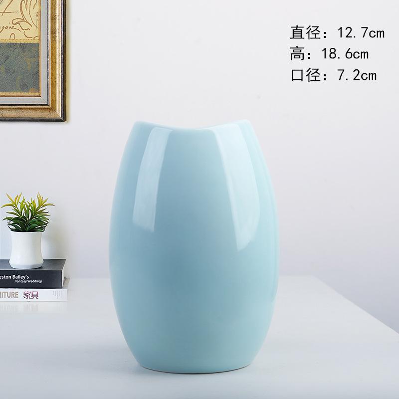 New Modern Ceramic Vase Nordic Home Decoration Pure White Cyan Table Vase Dry Flower Arrangement Creative Living Room Decor