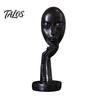 Talos Abstract Contemplative Face Resin Sculpture, Minimalist Hand-on-Chin Bust Statue for Desk Living Room Office, Creative Art Decor Entryway