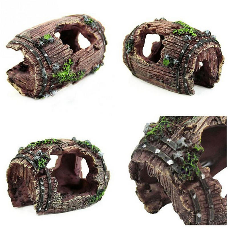 Aquarium Fish Tank Barrel Resin Ornament Cave Landscaping Furnishing Decoration