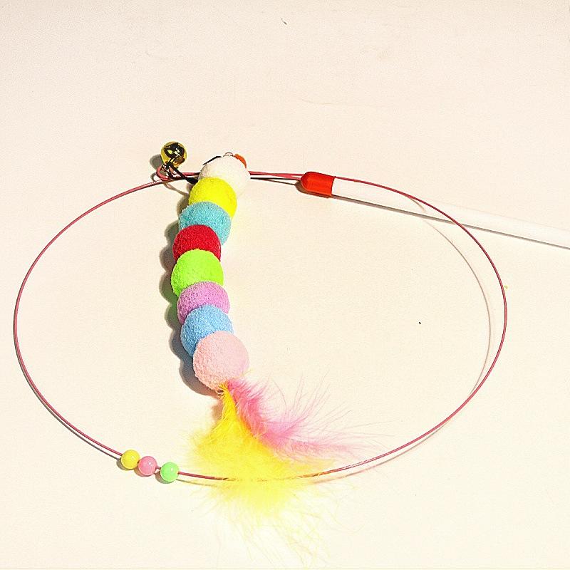 

1 шт., металлическая проволока, забавная кошачья палка, игрушка для кошек, игрушка для домашних животных с колокольчиком из перьев, забавная удочка для кошек, товары для домашних животных 1 PCS