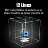 3D 12 Lines Laser Level Self-Leveling 360 Horizontal And Vertical Cross Super Powerful Green Laser Beam Line Measurement
