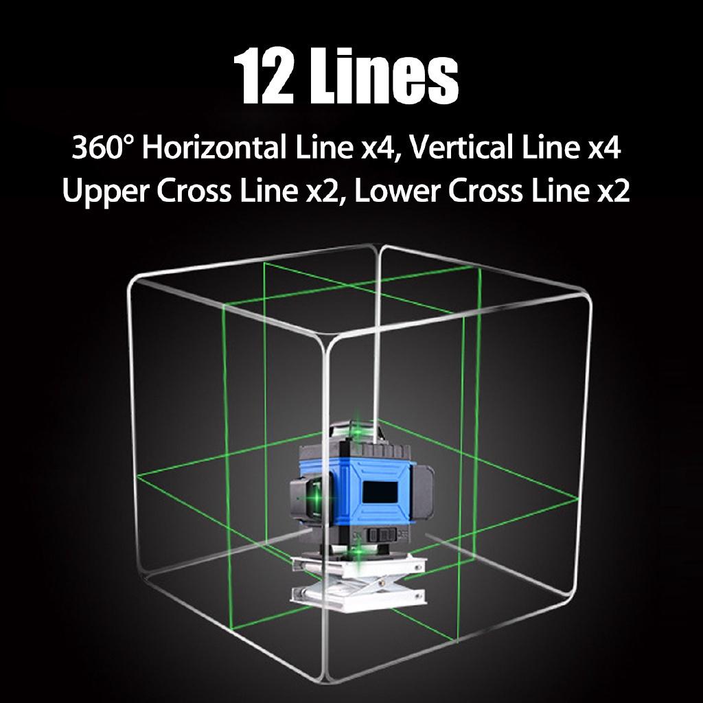 3D 12 Lines Laser Level Self-Leveling 360 Horizontal And Vertical Cross Super Powerful Green Laser Beam Line Measurement