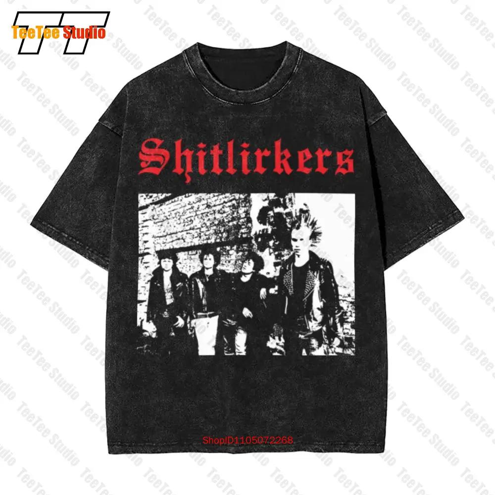 Vintage The Shitlickers Cracked Cop Skulls Anti Cimex Terveet Punk Rock Vintage Oversized T-Shirt P4CR