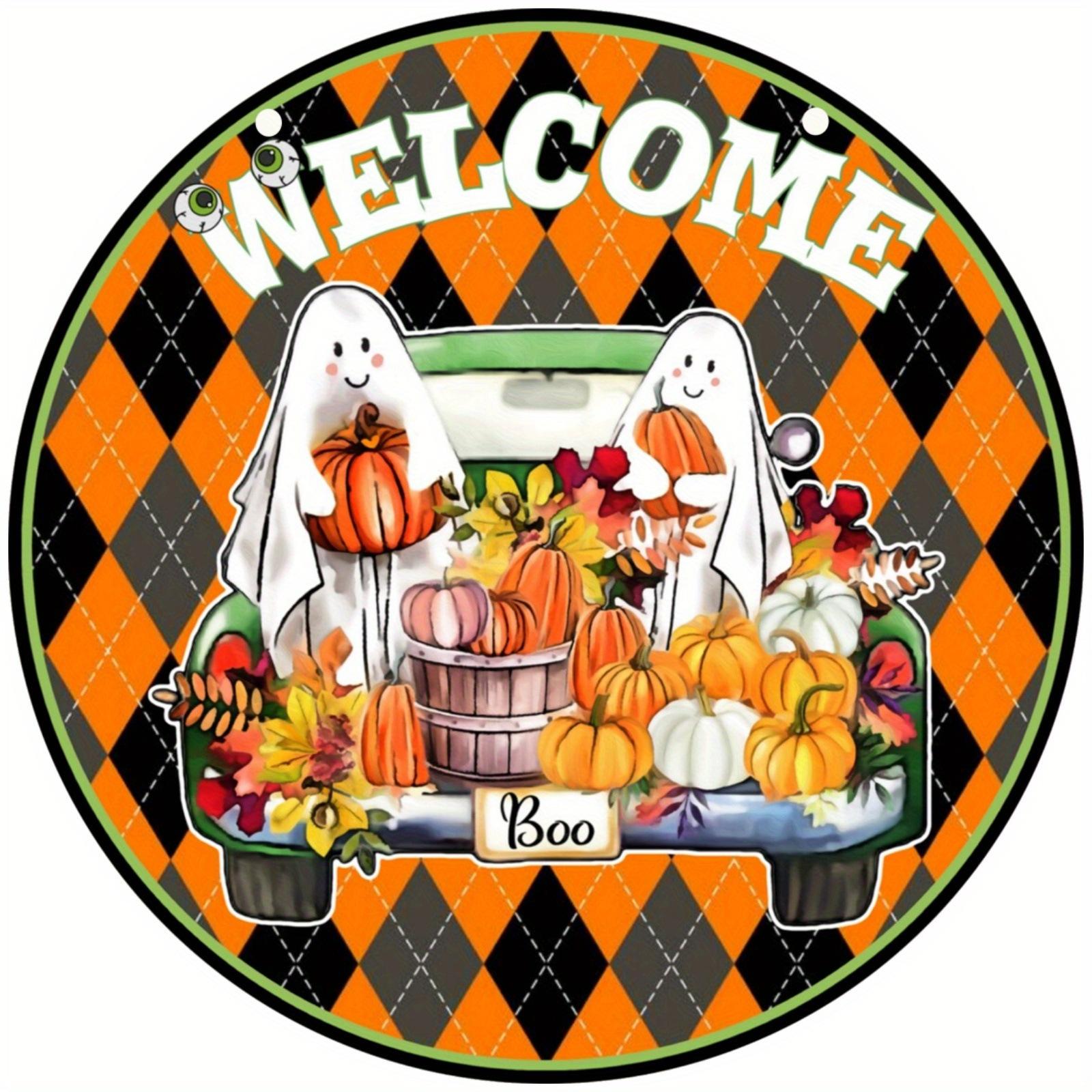 

2D Плоский 20*20 см, Хэллоуин Украшение для дома, Хэллоуин Призрак Тыква Деревянный Круглый Креативный Логотип, для Дома, Сада, Кухни, Декора для бара. 20*20cm