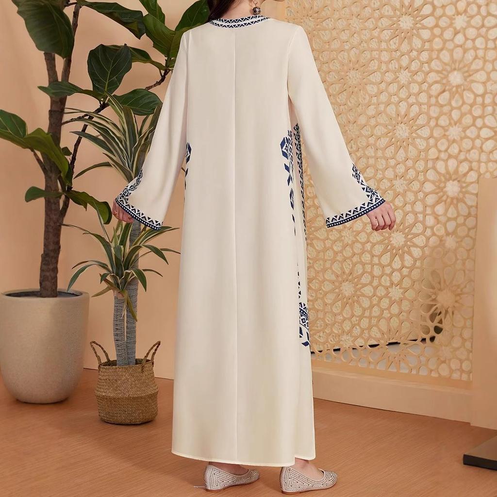 Ethnisches V-Ausschnitt-Kleid im Nahen Osten für muslimische Frauen