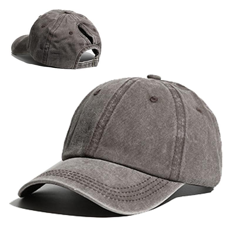 Vintage Ponytail Baseball Cap Women izable Fit Snapback Hat Mesh Distressed Summer Cap Woman Sunhat