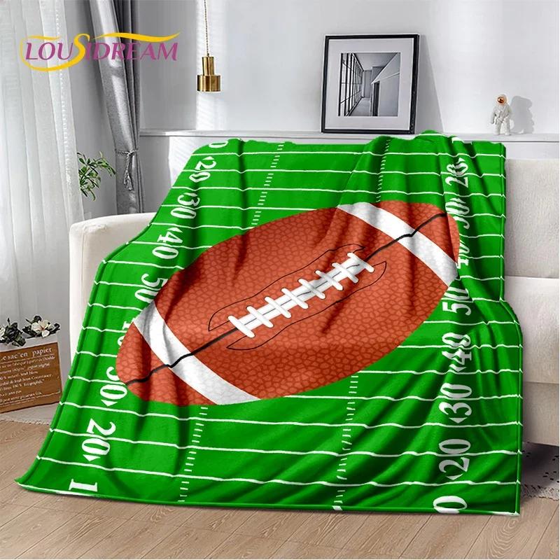 Cartoon 2025 Rugby Field Rugby American Football Soft Blanket,Soft Throw Blanket for Home Bedroom Bed Sofa Travel Cover Child