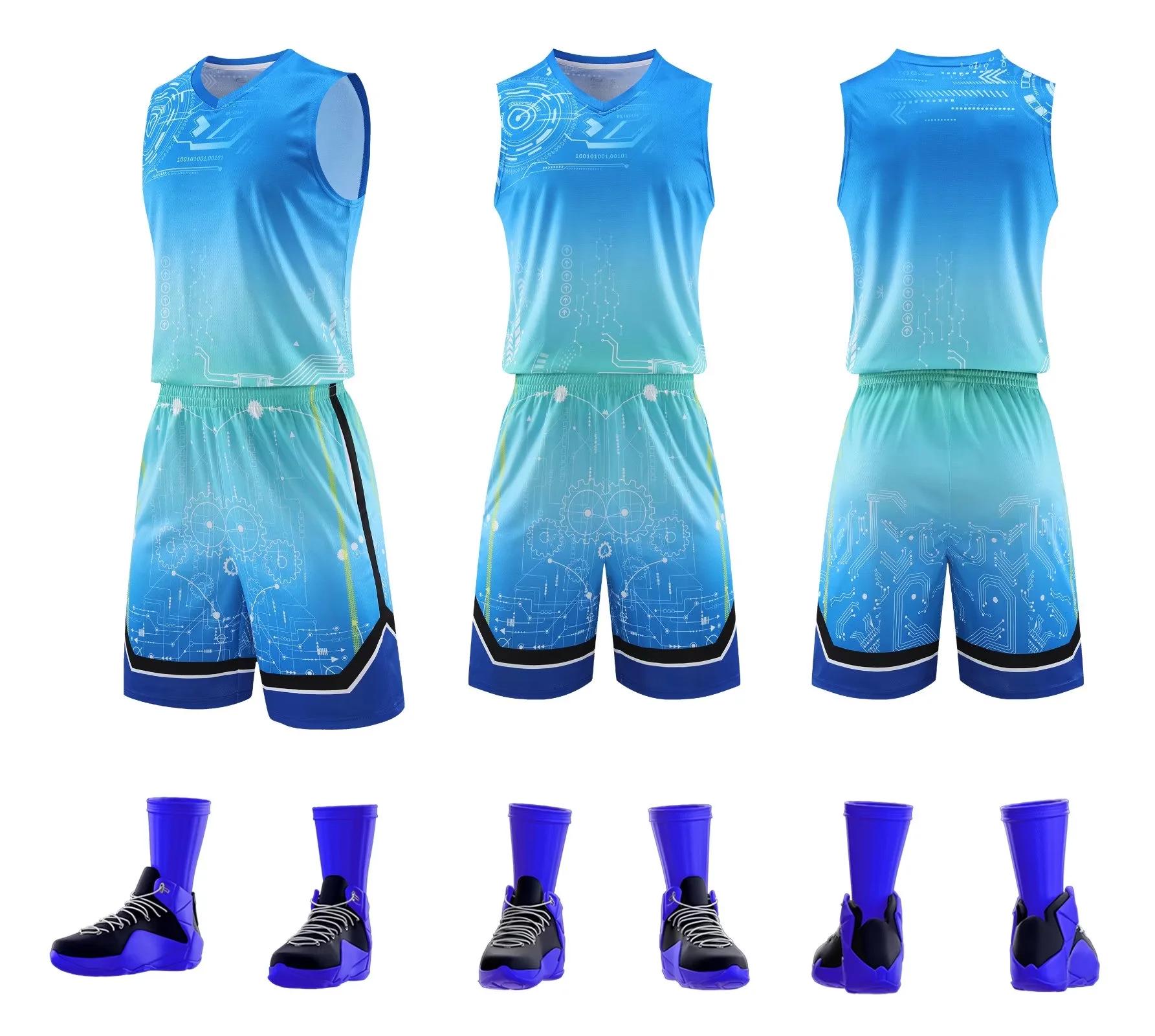 

Мужской комплект баскетбольной формы 7XL для деревенской команды, студентов колледжа и детей - соревновательная и тренировочная форма в американском стиле Adult 5XL ярко-синий