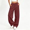 Women's High Waist Color Curved Wide Leg Sweatpants Casual Pants