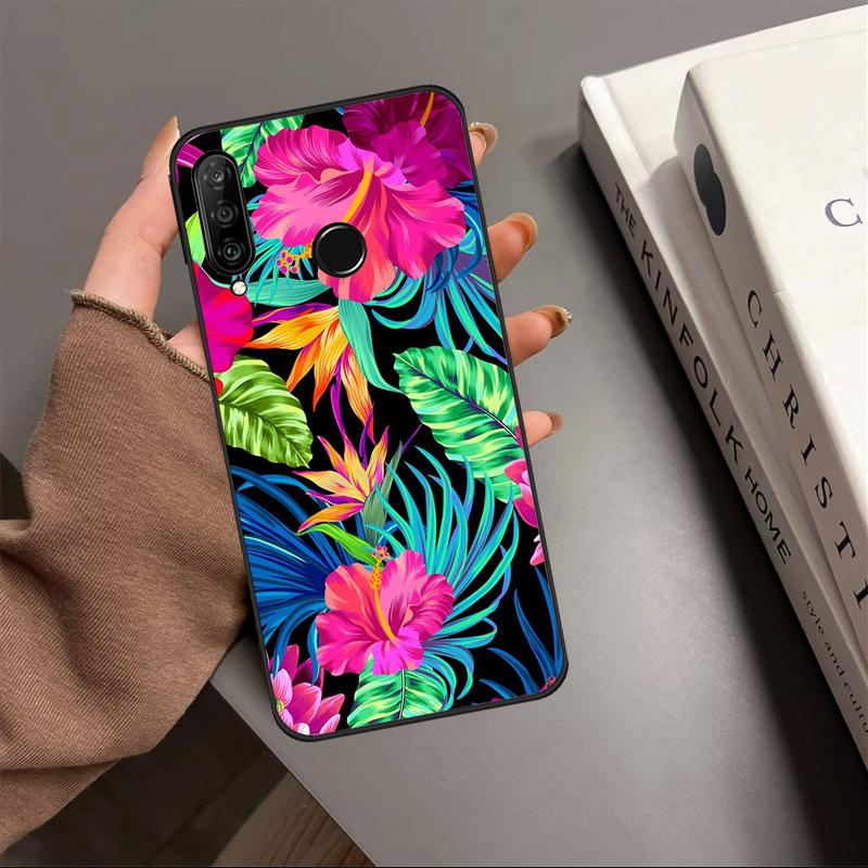 Hibiscus Flowers Floral Hybrid For Huawei P20 P40 Lite P60 P30 Pro Nova 5T 9 10 SE 12s 12i 11i Y90 Y70 Y60 Y61 Y91 Y72 Case
