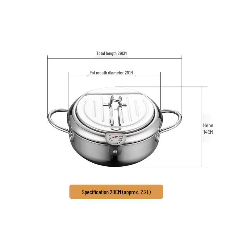 Japanese 304 Stainless Steel Non-Coated Tempura Frying Pan