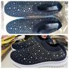 Women's Lightweight Breathable Mesh Elastic Casual Shoes Striped Rainbow Rhinestone Shoes