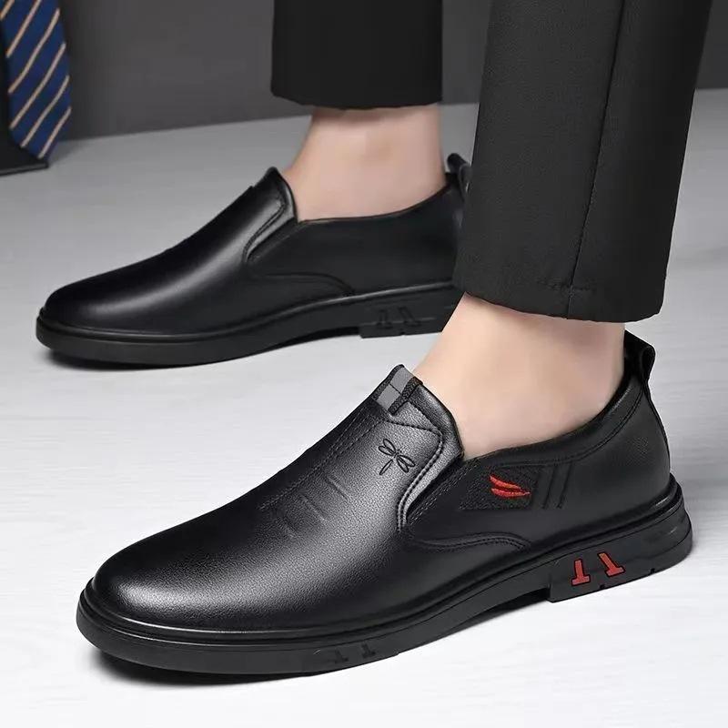 Men's Shoes Genuine Leather  Breathable Business Shoes Men's Foot Cover Soft Leather Soft Sole Korean Version Casual Leather Shoes Men