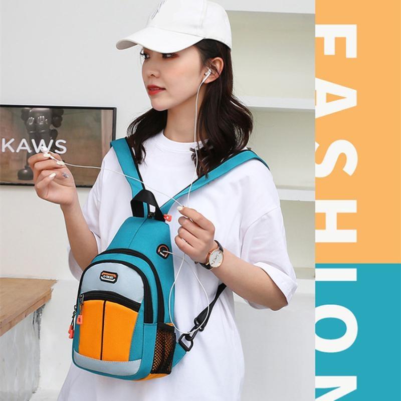 New Trend Geantă de umăr de mare capacitate, un singur umăr, umăr încrucișat, umăr dublu, multifuncțională, din pânză Oxford, în aer liber, pentru piept pentru studenți