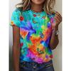 Hot Selling Recommendation! Colorful Hummingbird Flower T-shirt, Loose and Slimming, Breathable Short Sleeved, Women's 3D