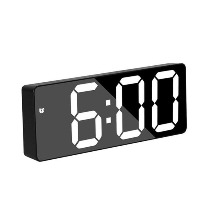 

Digital Display LED Alarm Table Clock Voice Control 12/24H Format Snooze Function 3 Bright Modes Sleeping Nap Clock for Home Bedroom Office White Display