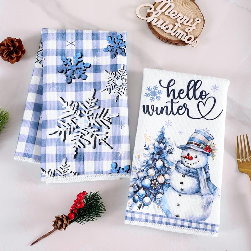 2pcs Christmas Kitchen Towels Santa Snowman Reusable Hand Towels Christmas Decoration for Home 2025 Navidad Natal Gifts New Year