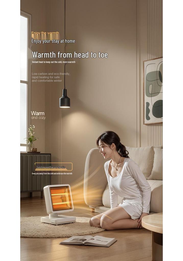 Eco-Efficient Compact Sun Heater: Fast-Heating Electric Fireplace with Energy-Saving Small Foot Pedal