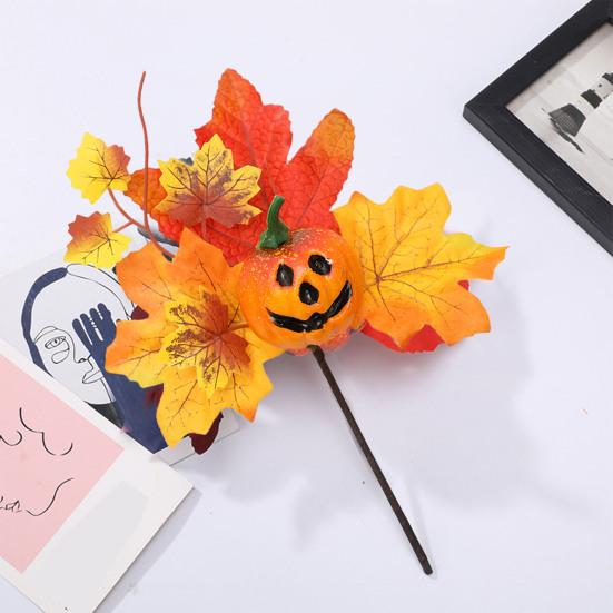 Fake Maple Leaf Long Lasting Easy To Maintain Artificial Pumpkins Maple Leaf for Harvest Thanksgiving Halloween Parties