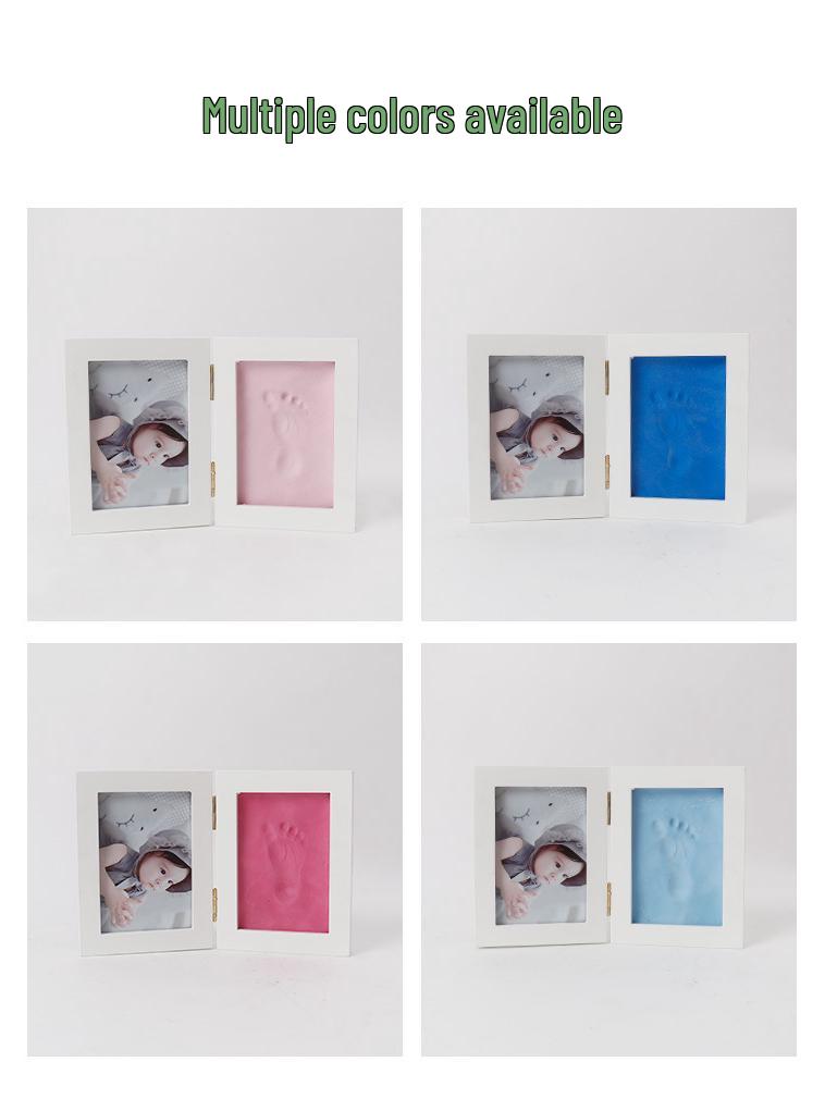 Baby's First Month Wooden Hand & Footprint Clay Frame with Photo Space