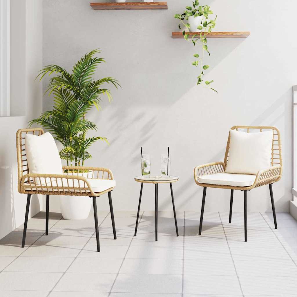 Garden Dining Set 3 Pcs Brown and Cream Poly Rattan