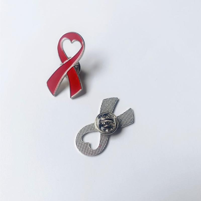 20pcs Breast Cancers Awareness Enamel Lapel Pin Heart Ribbon Brooches Pins Public Welfare Badges Party Jewelry Accessory