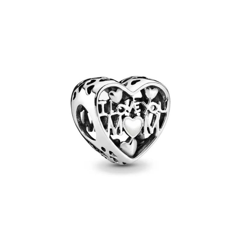 925 Silver Red Heart Duck Mother Charm Beads Fit Original Bracelet Necklace Jewelry Making Gift