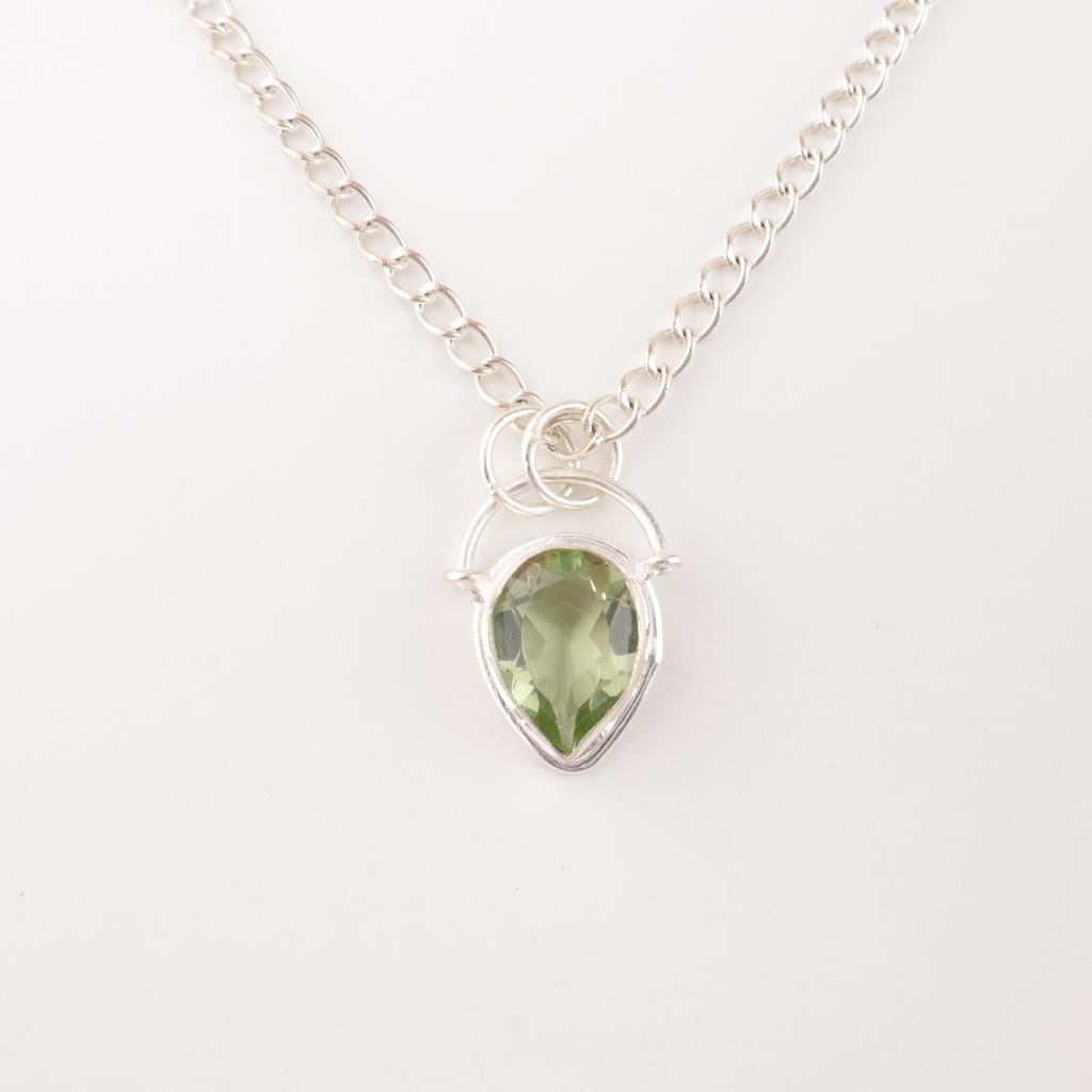 Green Amethyst Gemstone 925 Sterling Silver Handmade Gift Jewelry Pendant 1.01" PP-56-10