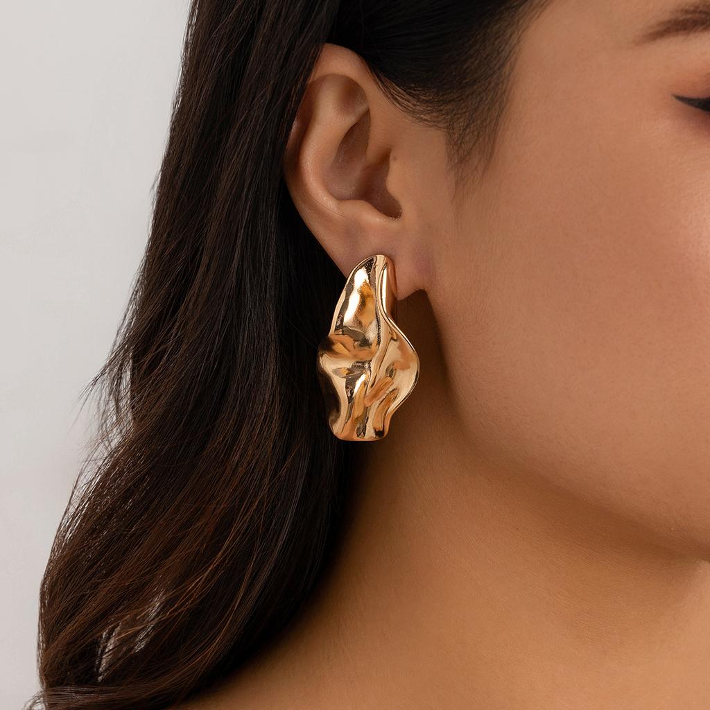Irregular Hollow Twisted Circular Earrings, Geometric Minimalist Style Earrings, Versatile Earrings For Women'S Daily Wear