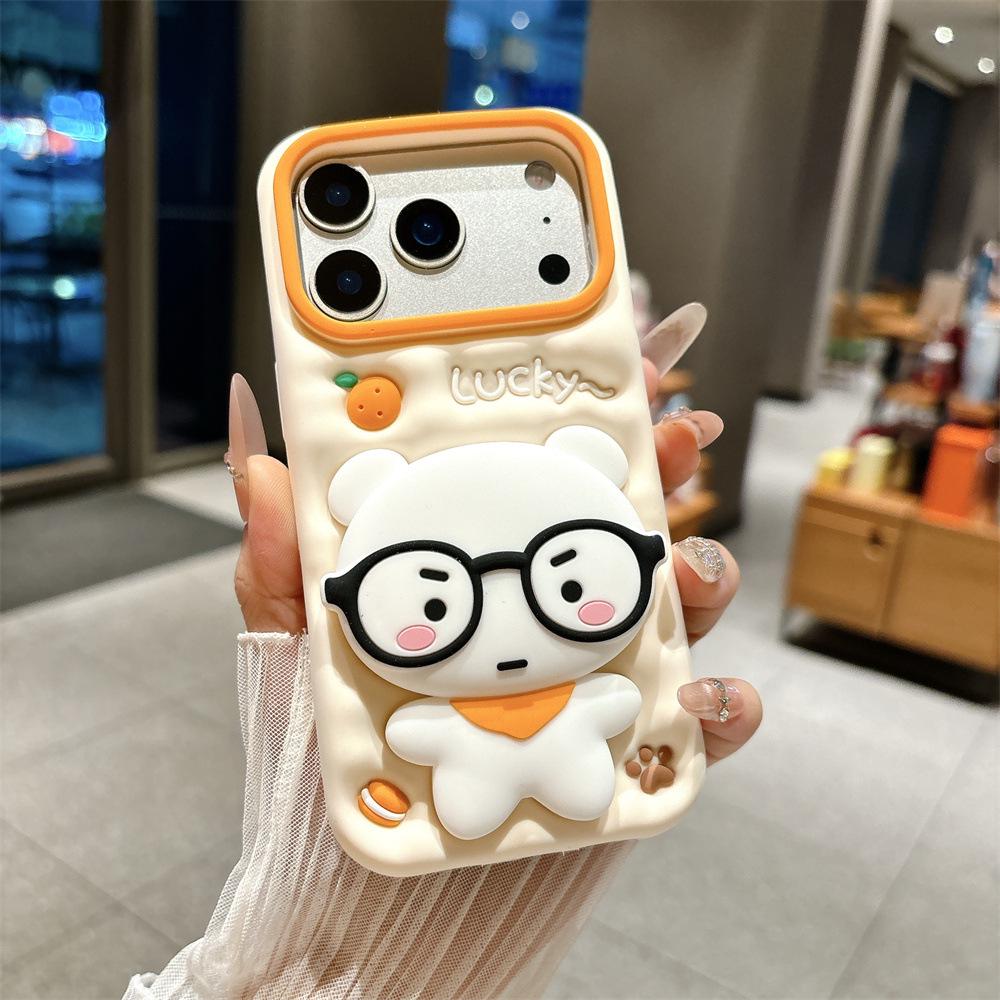 

Self-Deprecating Cartoon Bear Stand Phone Case for iPhone 15/14/13/12/11/Pro Max 15