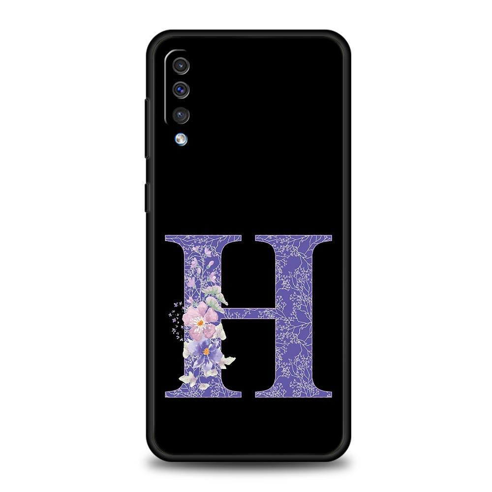 Letters Purple Flower Phone Case For Samsung Galaxy A56 A36 A26 A34 A17 A16 A06 A14 A12 A54 A72 A24 A22 A70 A52 A50 A40 A32Cover
