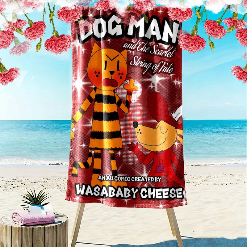 Dog Man Print Beach Towel, Large Soft Quick Dry Towel for Beach Camping Swimming
