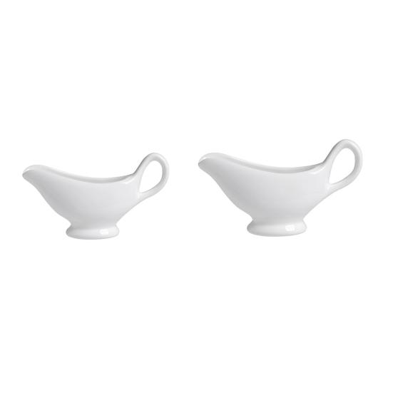White Ceramic Gravy Boat Sauce Server with Large Pour Spout Non-Slip Bottom Gravy Dispenser for Gravy Salad Dressings