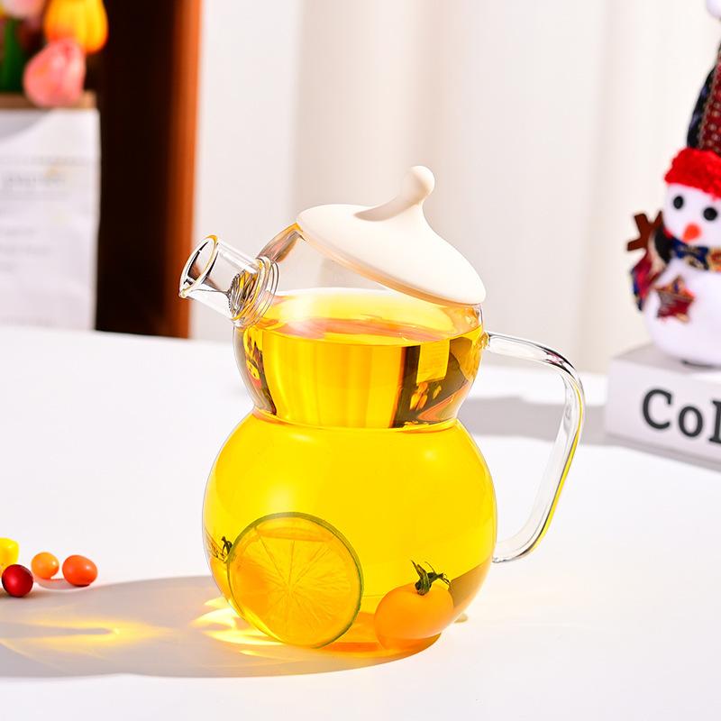 Schneemann Niedlicher Kaltwasserkessel Große Kapazität Heimgebrauch Transparent Mehrfarbig Glasteekanne Hochborosilikatglas Kaltwasserkessel yellow